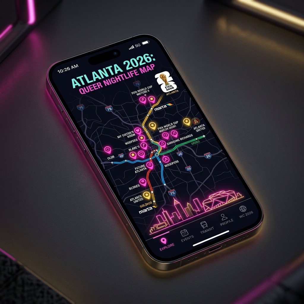 OutATL 2026 World Cup Nightlife Map Mockup